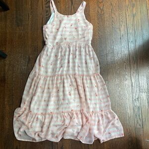 Zunie Light Pink Striped Floral Dress